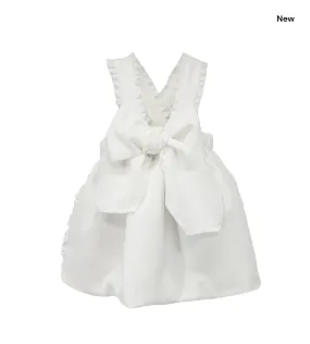Salopette in velluto bianco con gonna per neonata